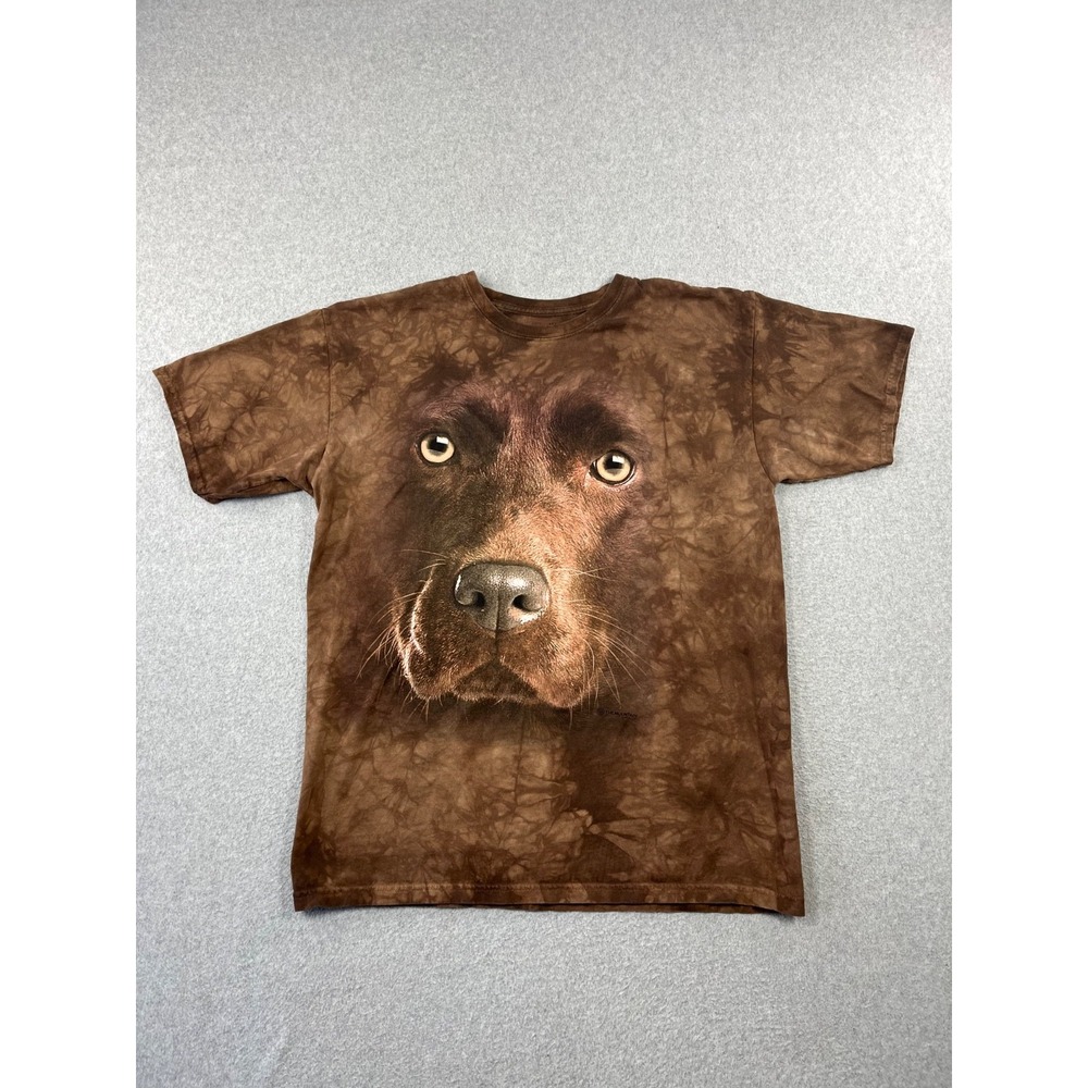 The Mountain Brown Labrador Dog Shirt Mens XL Brwon Tye Dyed Short Sleeve AOP